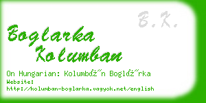 boglarka kolumban business card